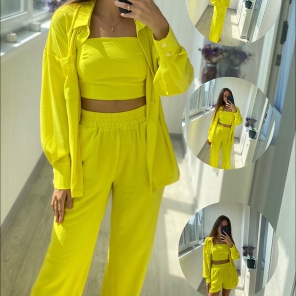 women's light suit (trousers and long shirt) made of crepe fabric - Picture 1 of 2